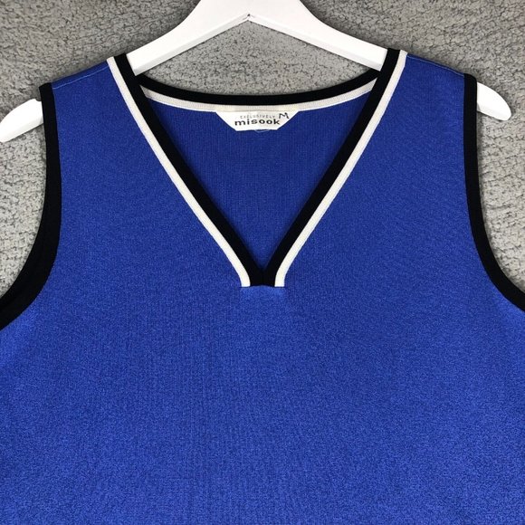 Exclusively Misook Women's Medium Tank Top Classic Knit V-Neck Career Stretch - Picture 3 of 10